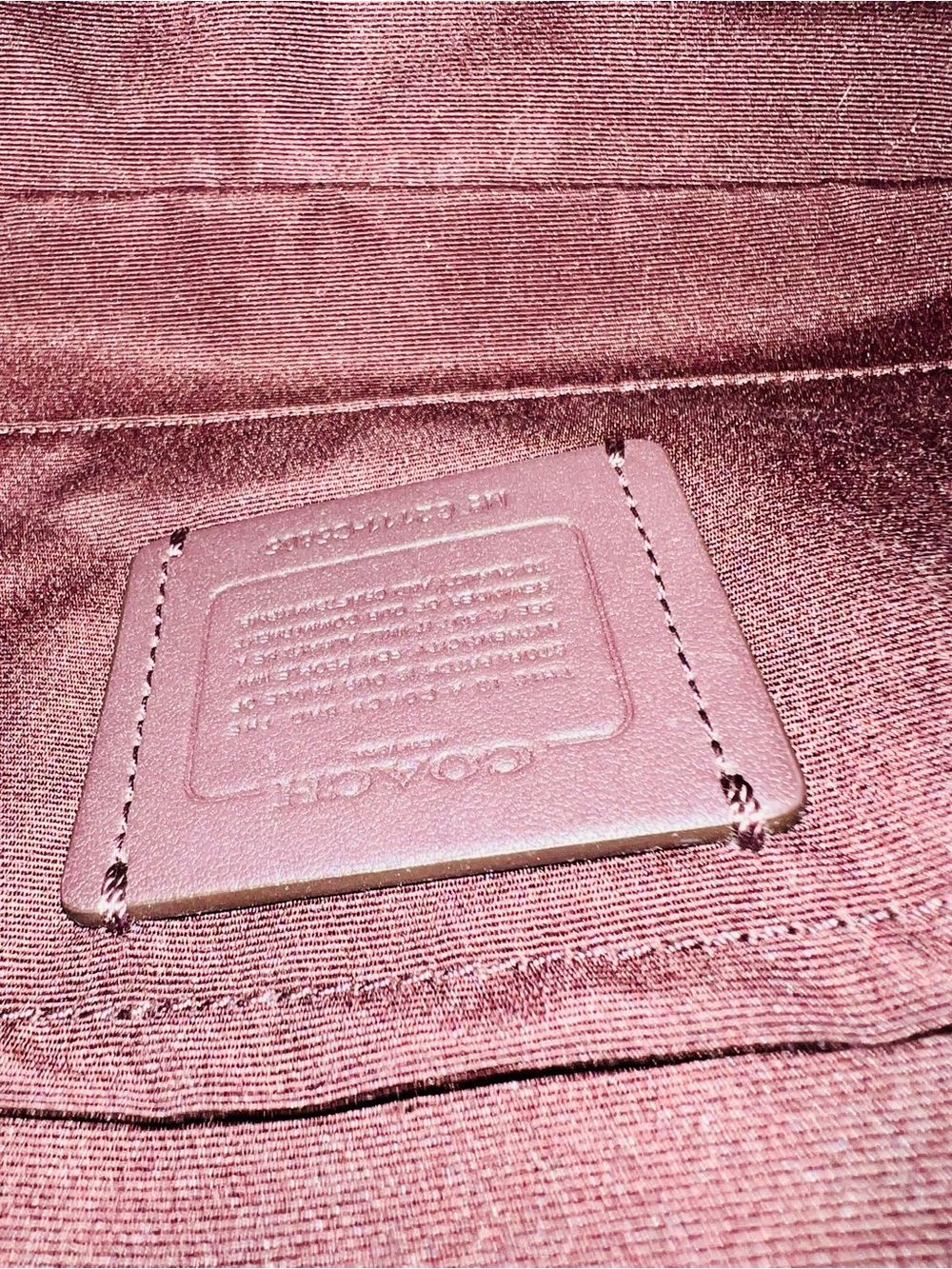 Coach Pebbled Leather Crossbody Bag in dark red with Striped crossbody Strap - Picture 7 of 10